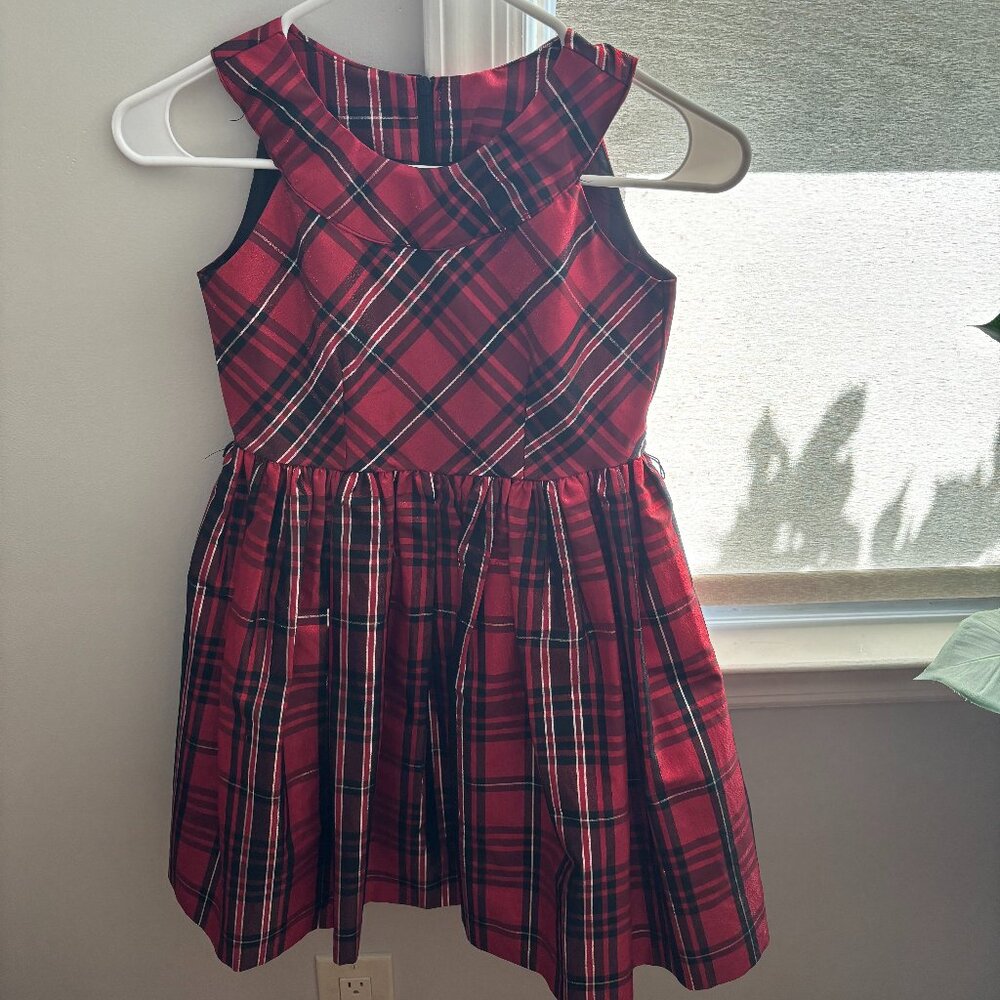 Plaid red girls holiday dress
